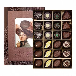 Набор шоколадных конфет Старинная открытка, книга большая, Красный Октябрь, 260 гр.